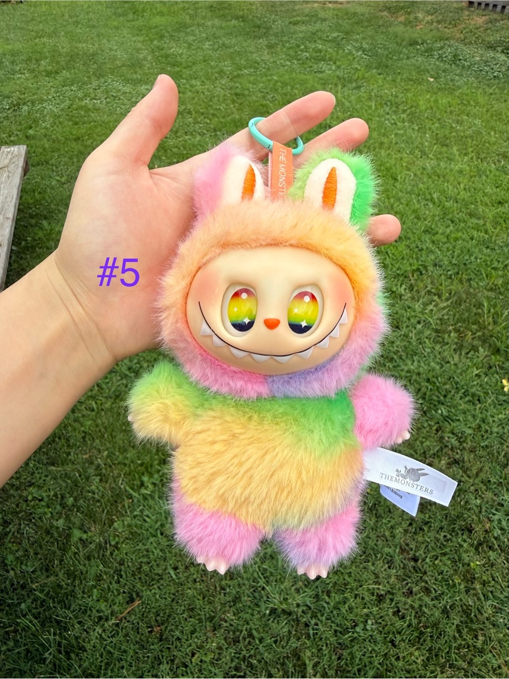 Rainbow Labubu Plush Keychain-Pastel Multicolor Monster Charm-Gift for Kids Birt